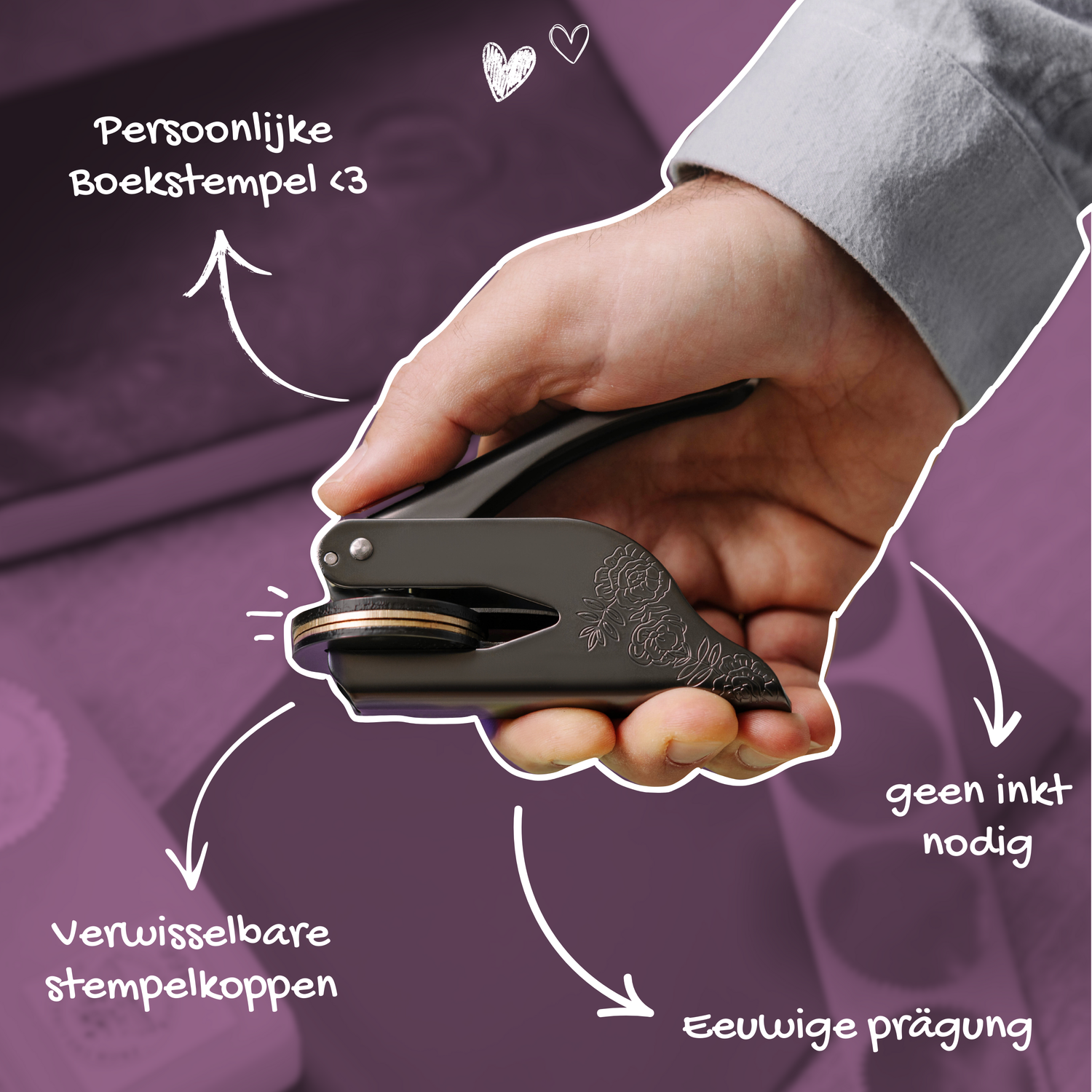 Persoonlijke boekenstempel als cadeau – perfect voor boekenliefhebbers en verzamelaars.